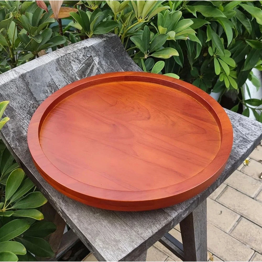 13 Inch‎ Solid Wood Lazy Susan Turntable Red Wood Grain Heavy Duty 360